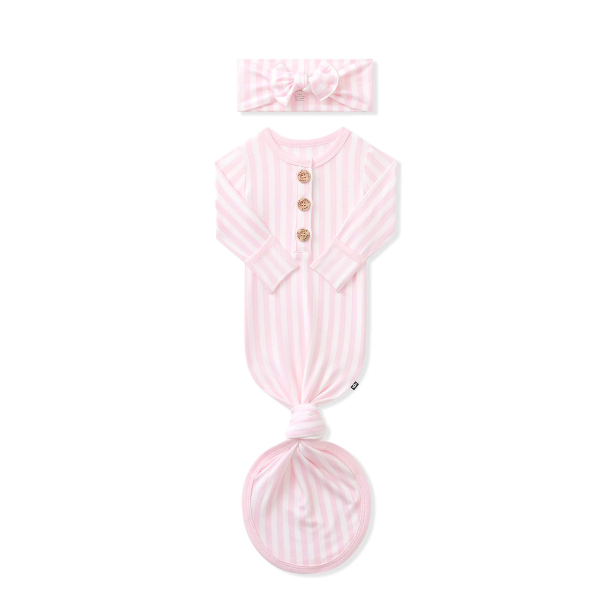 First Photos Knotted Gown and Bow — Small Sakura Stripe — product view