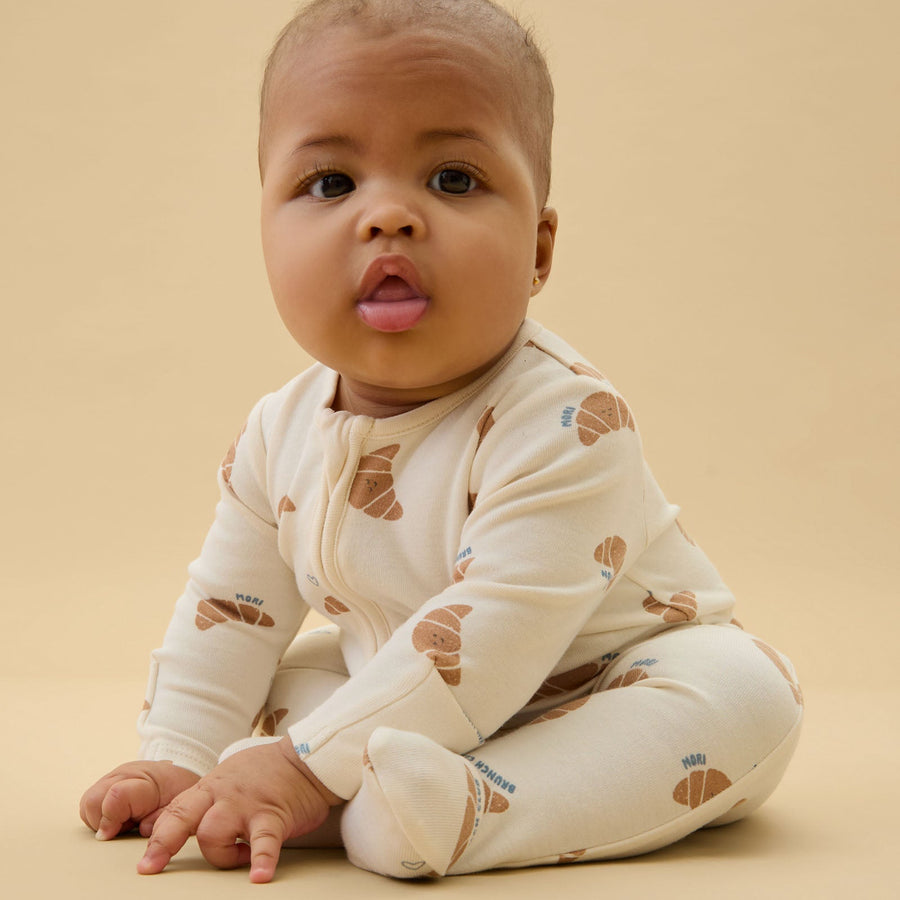 Petit Croissant Two-Way Zip Sleepsuit