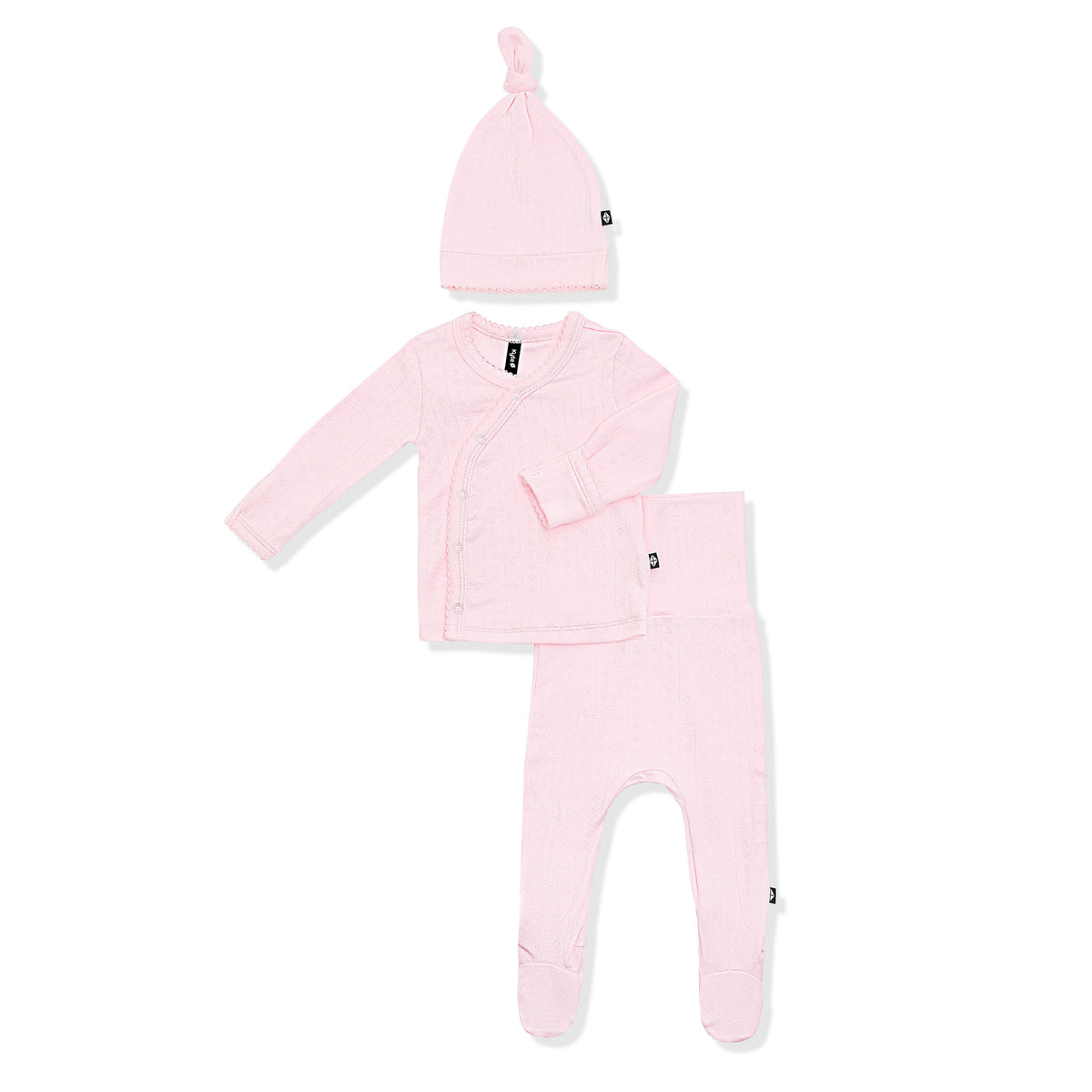 Pointelle Welcome Home Three-Piece Set — Sakura with Picot Trim — product view