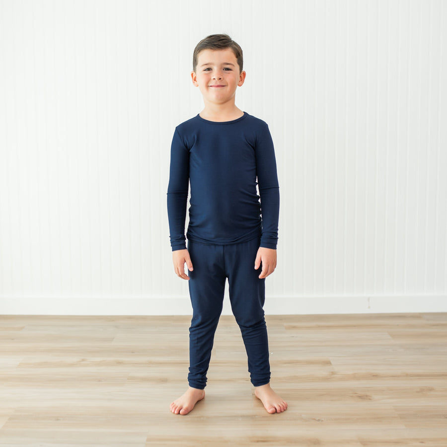 Long Sleeve Pajamas in Navy