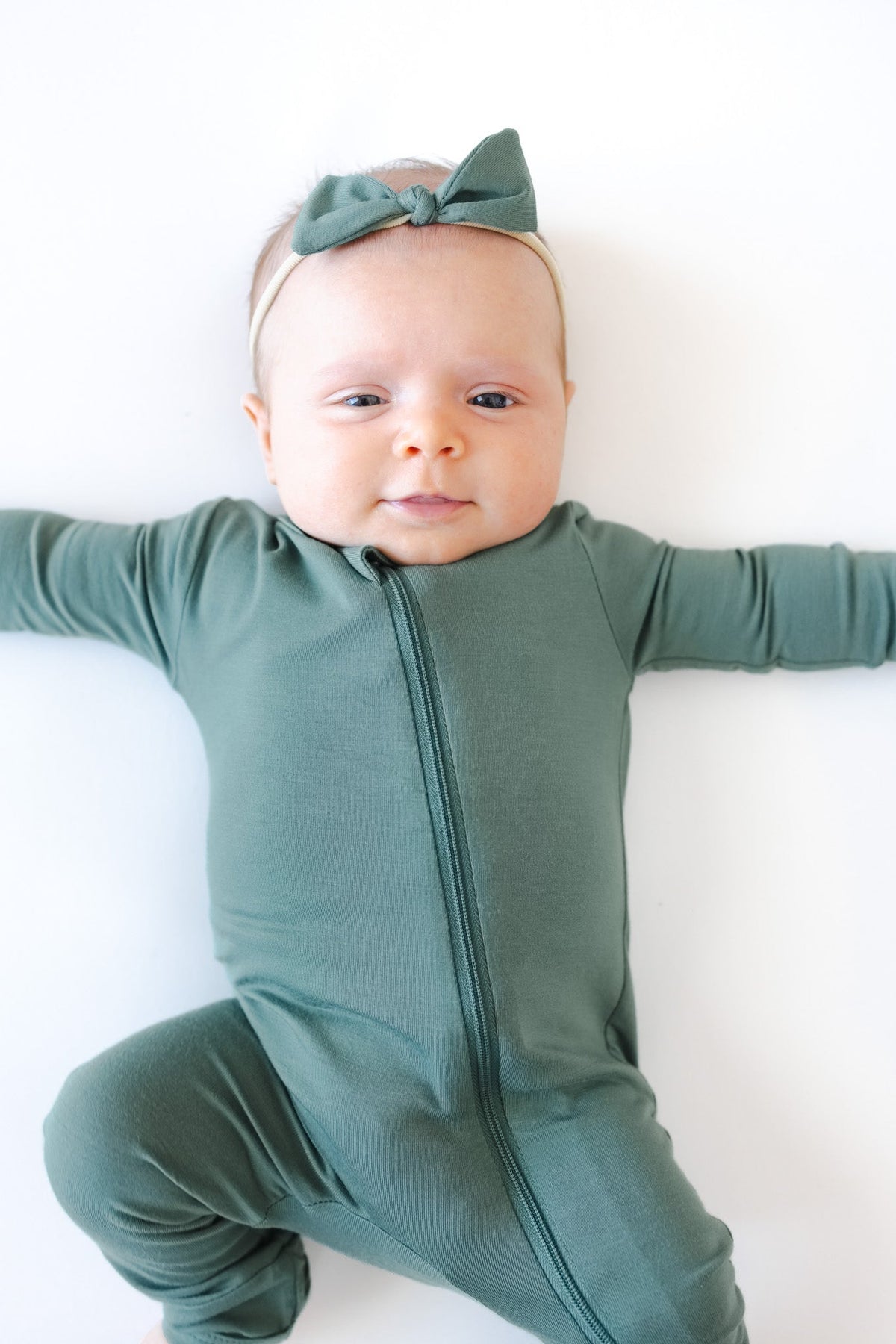 Zippered Romper in Pine