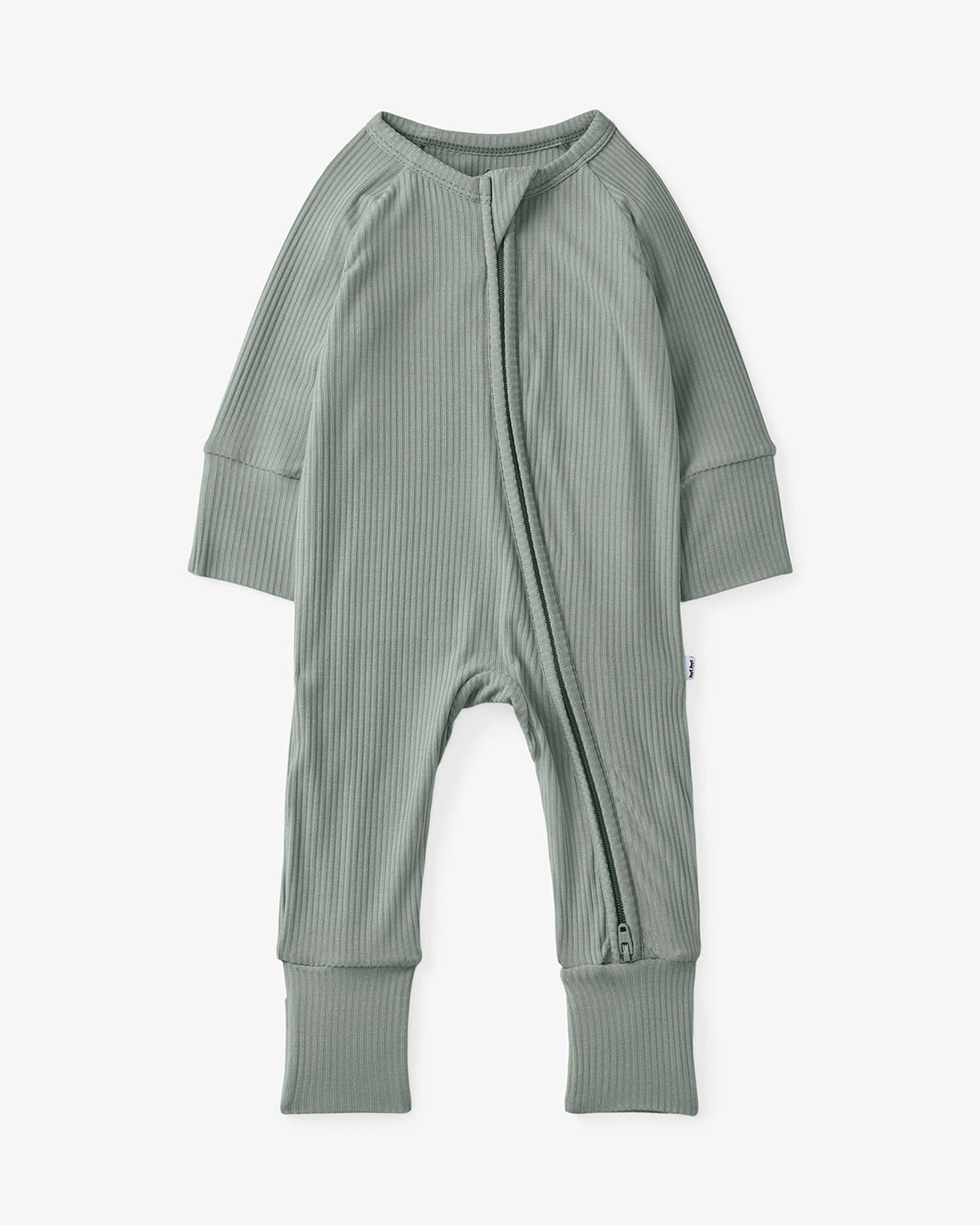 Everyday Ribbed Zip Sleepsuit — Willow — product view