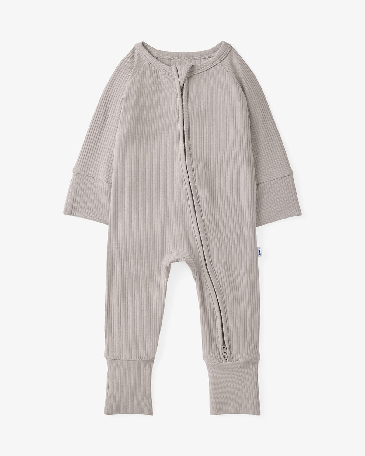 Everyday Ribbed Zip Sleepsuit — Dove Gray — product view