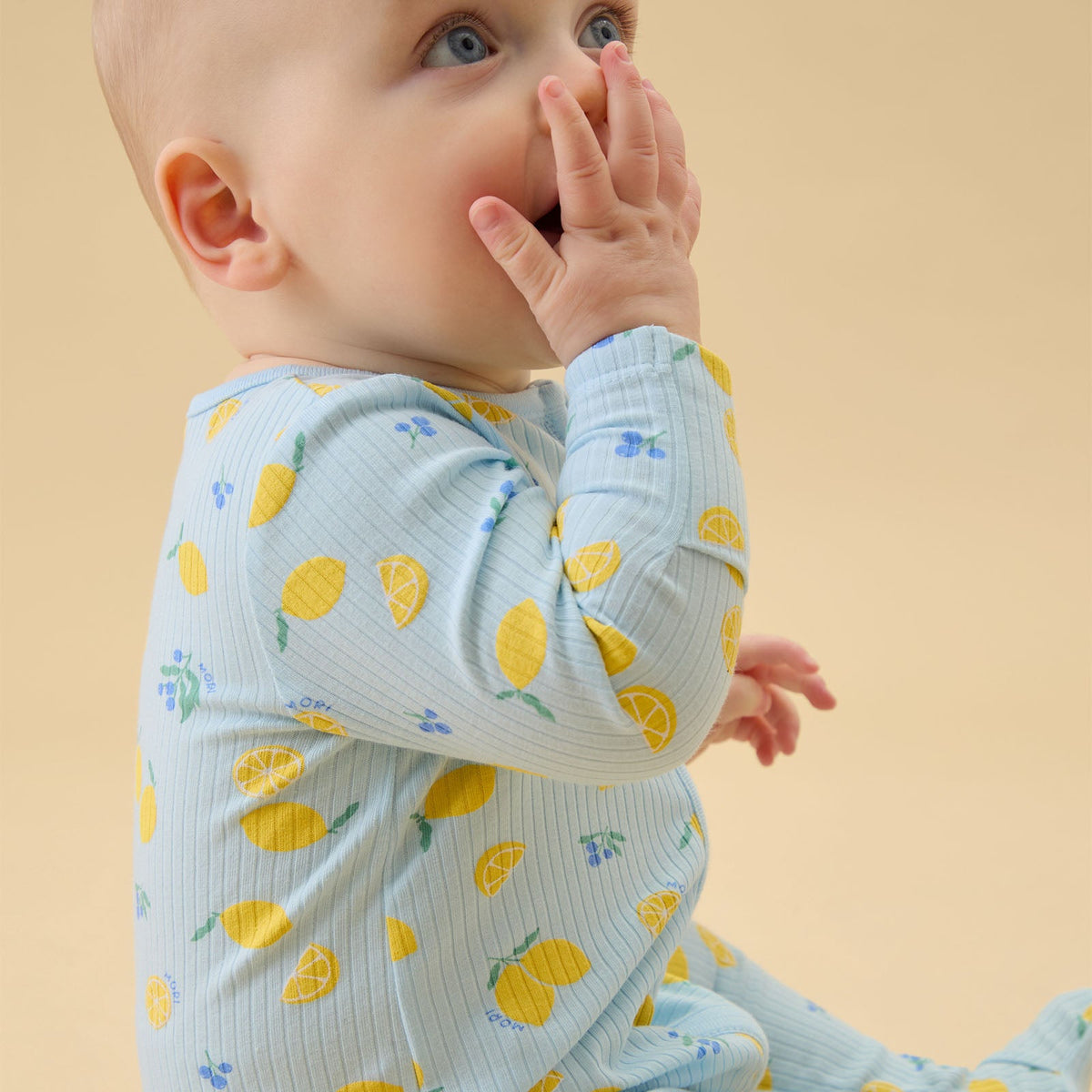 Lemon Lullaby Ribbed Zip Sleepsuit — product view 3