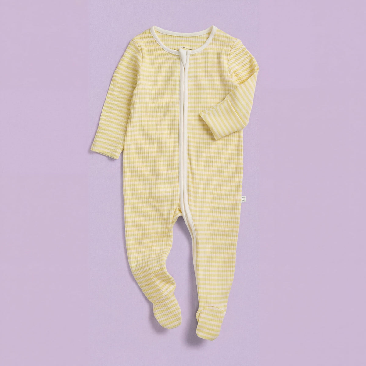 Yellow Stripe Ribbed Zip Sleepsuit — product view 2