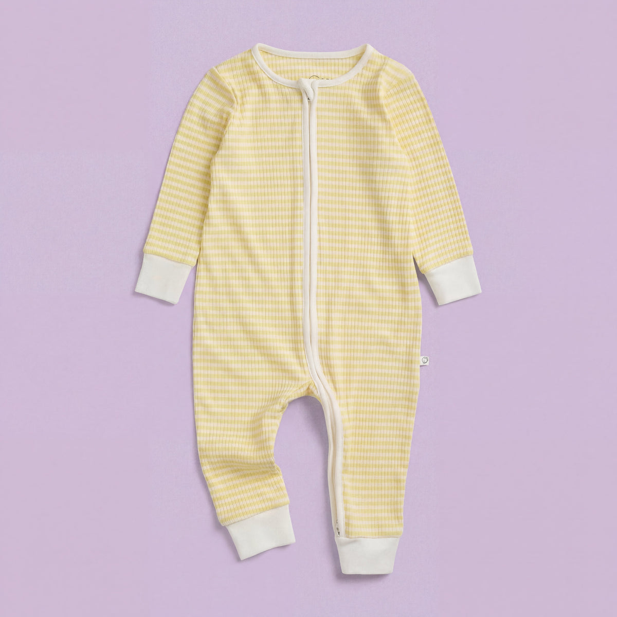 Yellow Stripe Ribbed Zip Sleepsuit — product view 4