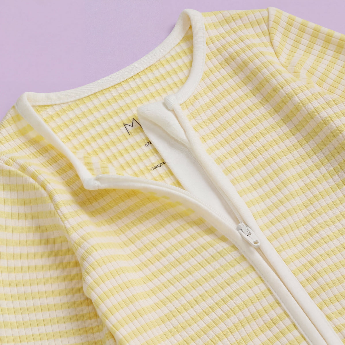 Yellow Stripe Ribbed Zip Sleepsuit — product view 5