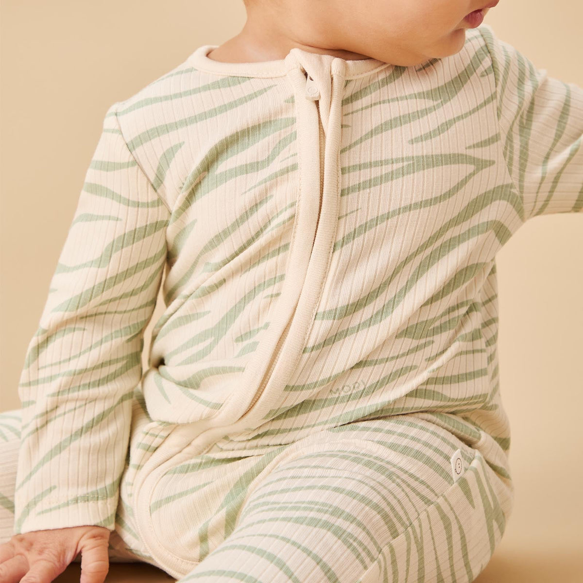 Zebra Stripe Ribbed Zip Sleepsuit — product view 5